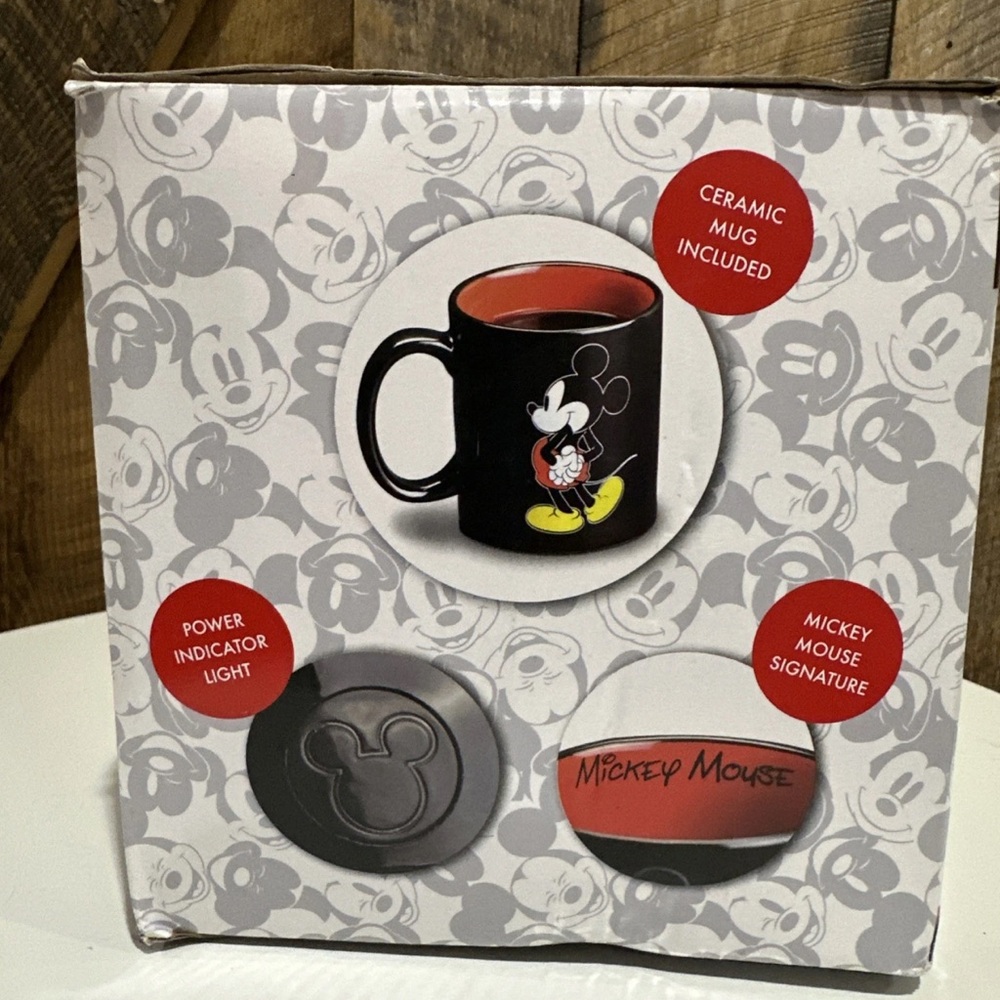 Disney Classic Mickey Mouse Coffee Mug with Electric Warmer 10oz Ceramic Cup - Picture 2 of 8